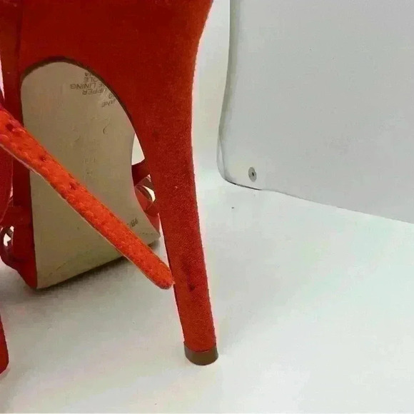 BCBG Generation Orange Suede Strappy Heels Sz 9 - Picture 2 of 15
